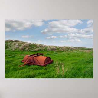 Pôster rolo pesado agrícola abandonado e ferrado