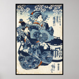 Pôster Rolo velho japonês legal da gueixa do ukiyo-e do