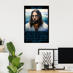 Poster Rom 12:2 com Jesus na praia