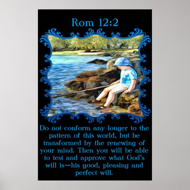 Poster Rom 12:2 Menino pescando no rio. (Frente)