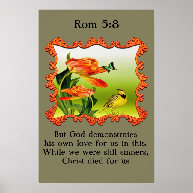 Poster Rom 5:8 sabiá-sabiá amarelo e preto (Frente)