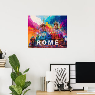 Poster Roma Cathedral Domes - Colorful Abstrato Art Impre