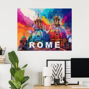 Poster Roma Cathedral Domes - Colorful Abstrato Art Impre