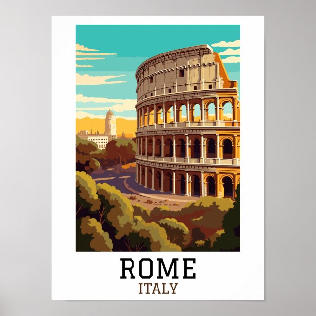 Poster Roma clássica Itália Colosseum Histórica (Frente)