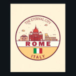 Poster Roma Itália Cidade Skyline Emblem<br><div class="desc">Design de arte colorida e minimalista de Roma,  com monumentos e marcos da cidade de Itália.</div>