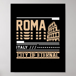 Poster Roma Itália Coliseu Retro Urbano Viagem Design