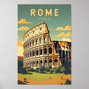 Poster Roma Itália Colosseum Viagem Art Vintage