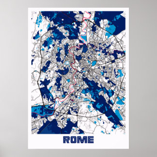 Poster Roma - Itália Mapa da Cidade do Leite