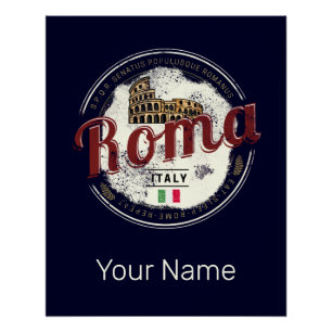 Pôster Roma Itália Retro Colosseum Vintage Holiday