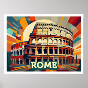 Poster Roma Itália Viagem artística colorida