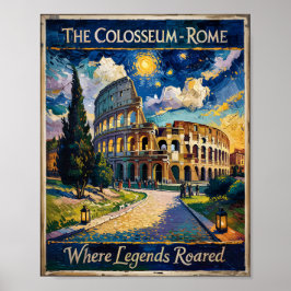 Poster Roma Itália Viagem Colosseum Starry Night Van Gogh