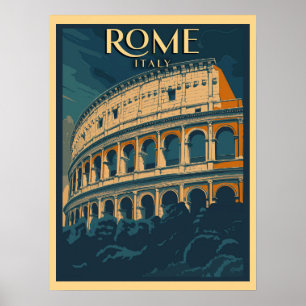 Poster Roma Itália Vintage Colosseum