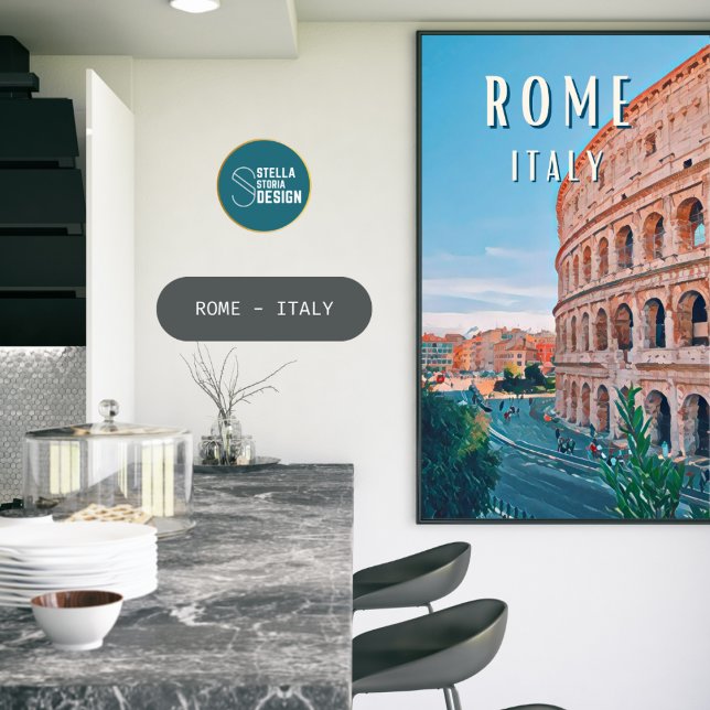 Poster Roma, la ville de la Dolce Vita et du charme itali (Rome, la ville de la Dolce Vita et du charme italienne)
