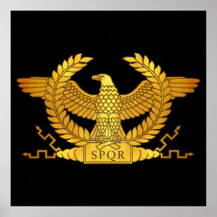 Pôster Roman Golden Eagle on Black