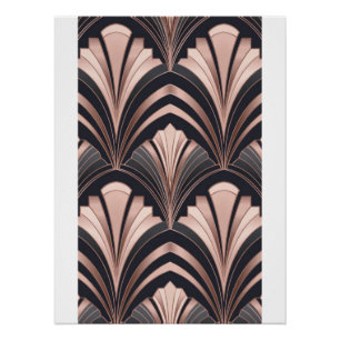 Pôster Romance em Rose Gold Neo Art Déco Design de Leque