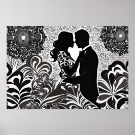 Poster Romance moderno: Beijo preto e branco