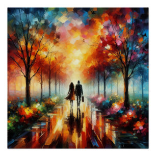 Pôster Romance moderno com cores vibrantes