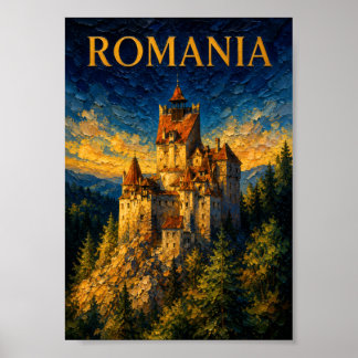 Poster Romania: Mystic Glow Bran Castle Art Souvenir