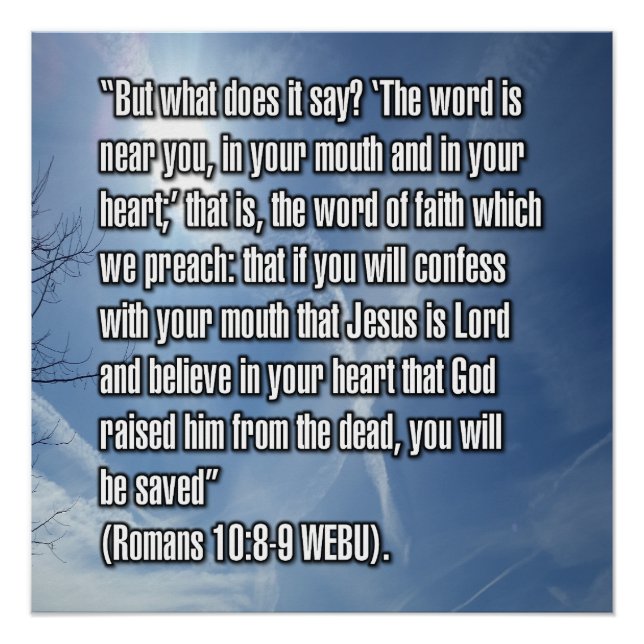 Pôster Romanos 10:8-9 WEBU (Frente)
