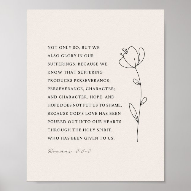 Poster Romanos 5:3-5 Versículo da Bíblia (Frente)