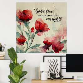 Poster Romanos 5:5 Bíblia de amor de Deus Verso Flores Ro