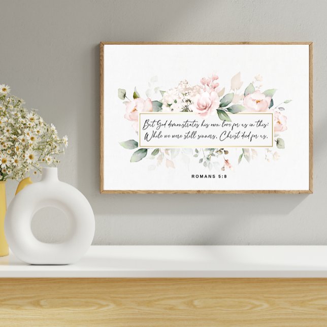 Poster Romanos 5:8. Bíblia Floral Verso (Criador carregado)