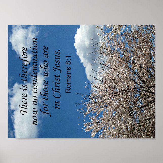 Pôster Romanos 8:1 Não há, portanto, qualquer condenação (Frente)