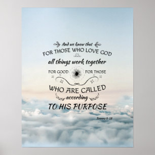Poster Romanos 8: 28 presentes de arte de scripture vers