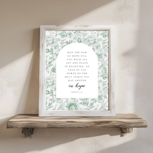 Poster Romans 15:13 Arch Green Chinoiserie Bible Verse (Criador carregado)