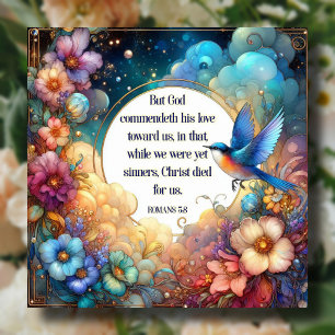 Poster Romans Verse Escritura Arte Nouveau Páscoa Floral