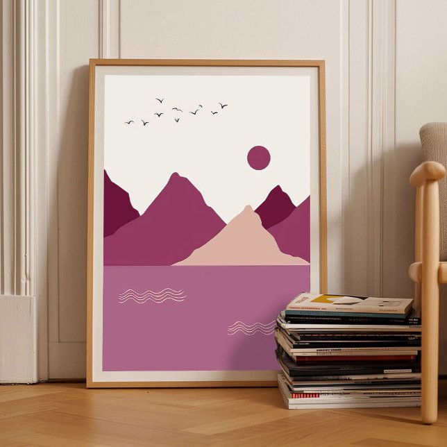 Poster Romantic Berry Abstract Art Mountains Sunset Emoti (Criador carregado)