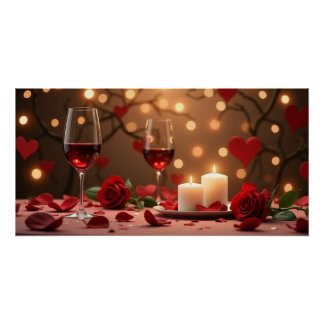 Pôster Romantic Candlelight Wine