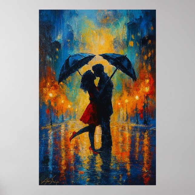 Poster Romantic Kiss in the Rain (Frente)