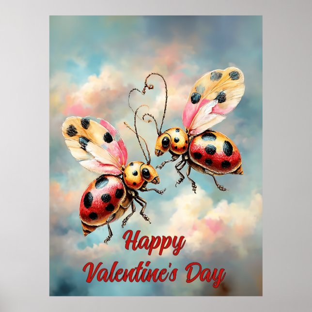 Poster Romantic Ladybugs in Flight (Frente)