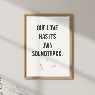 Poster Romantic Music Quote Wall Art. Couple Bedroom