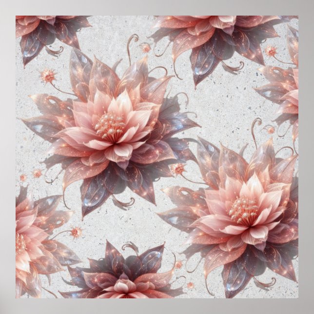 Poster Romantic Pastel Floral Illustration – Modern Wall  (Frente)