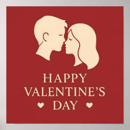 Poster Romantic Valentines Day Minimal Couple Silhouette