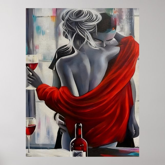 Poster Romantic Wine Embrace (Frente)