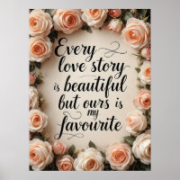 Romântica História de Amor Floral Citando Arte