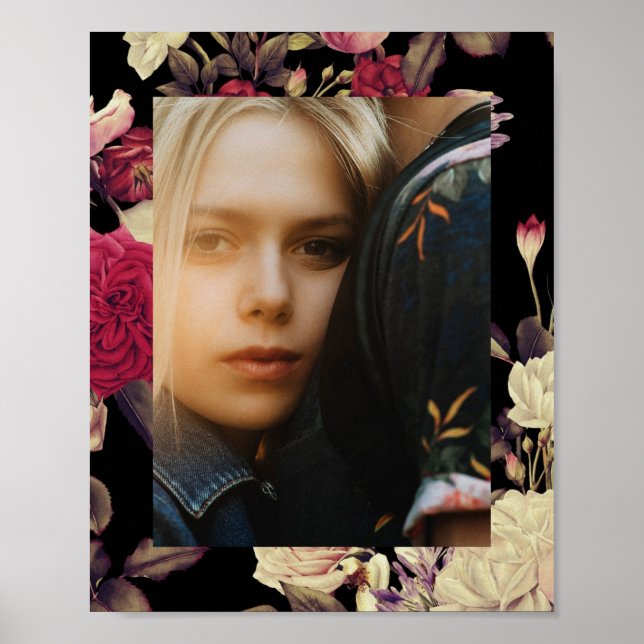 Poster Romântica Moody Floral Photo Black (Frente)
