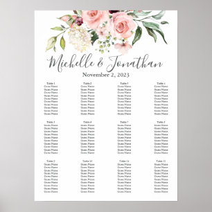 Poster Romântica Rosa Rosas Sentadas de Casamento