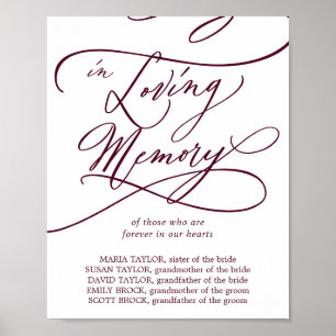 Poster Romântica Texto Borgonha Casado Em Memória Amante