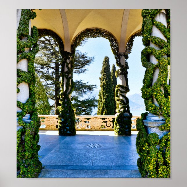 Poster Romântica Villa del Balbianello, Lago Como, Itália (Frente)