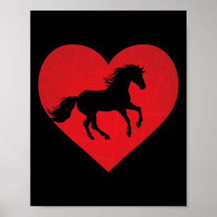 Poster Romântico Coração Formatado Cavalo Equestre Valão