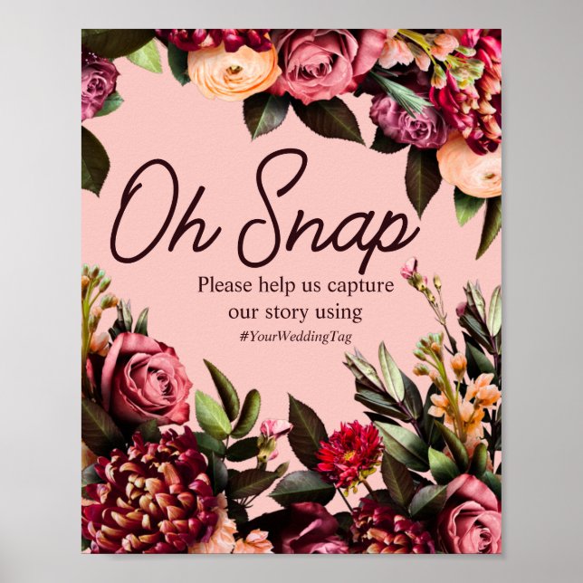 Poster Romântico crisântemo em cor-de-rosa (Frente)