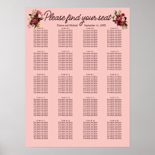 Poster Romântico crisântemo em cor-de-rosa