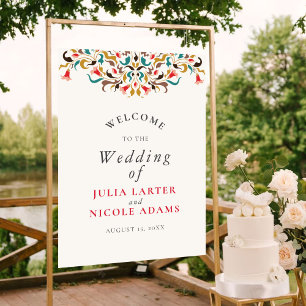 Poster Romântico Moderno Coroa Floral Elegante Casamento