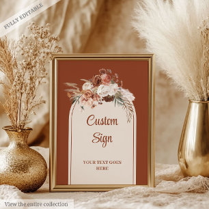 Poster Romântico Terracotta Pampas Sage Boho Personalizad