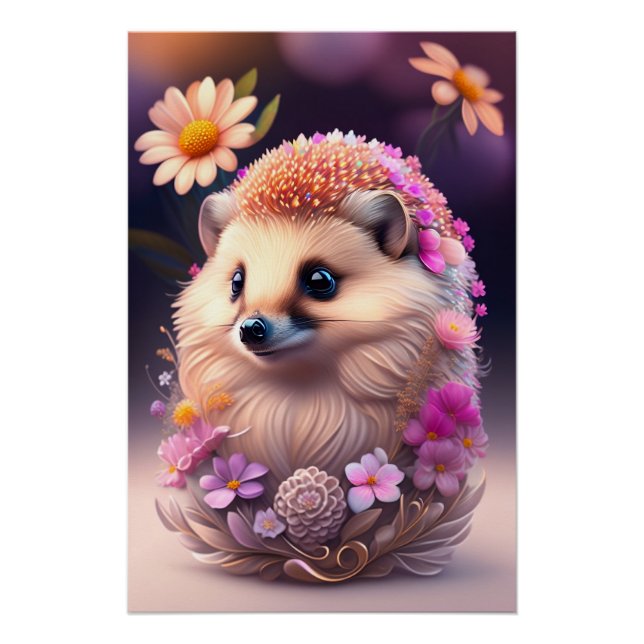 Pôster Romantik Igel mit Blumen (Frente)