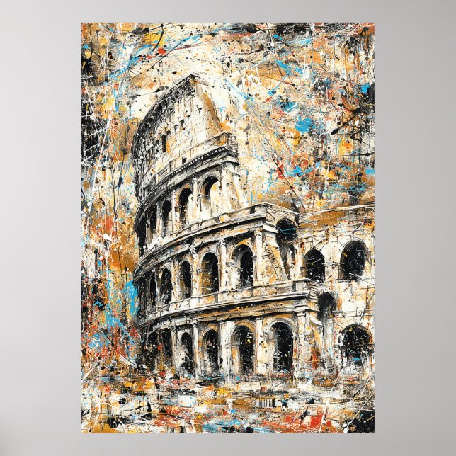 Poster Rome Colosseum Abstract Drip Painting (Frente)